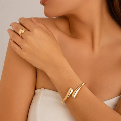 Wide Metal Bangle & Ring